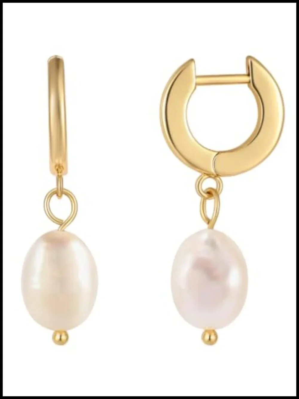 14K Gold Plated Pearl Drop Earrings for Women, Huggie Hoop Dangle Jewelry Gift